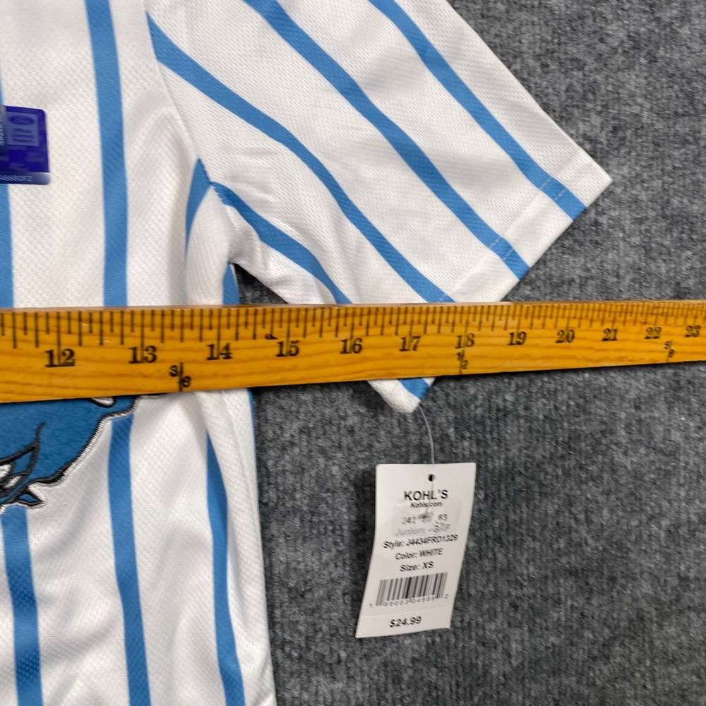 Ford Mustang Baseball Jersey White Blue Pinstripe 64 Juniors XS J4434FRD1329 - Picture 2 of 8